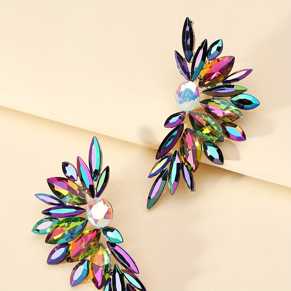 Elegant Glass Stud Earrings - Colorful & Luxurious