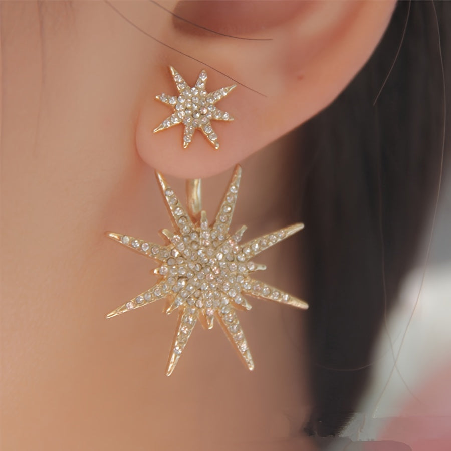 Luxury Six-Pointed Star Rhinestone Earrings