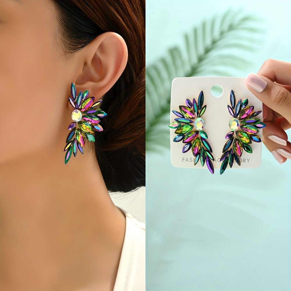 Elegant Glass Stud Earrings - Colorful & Luxurious