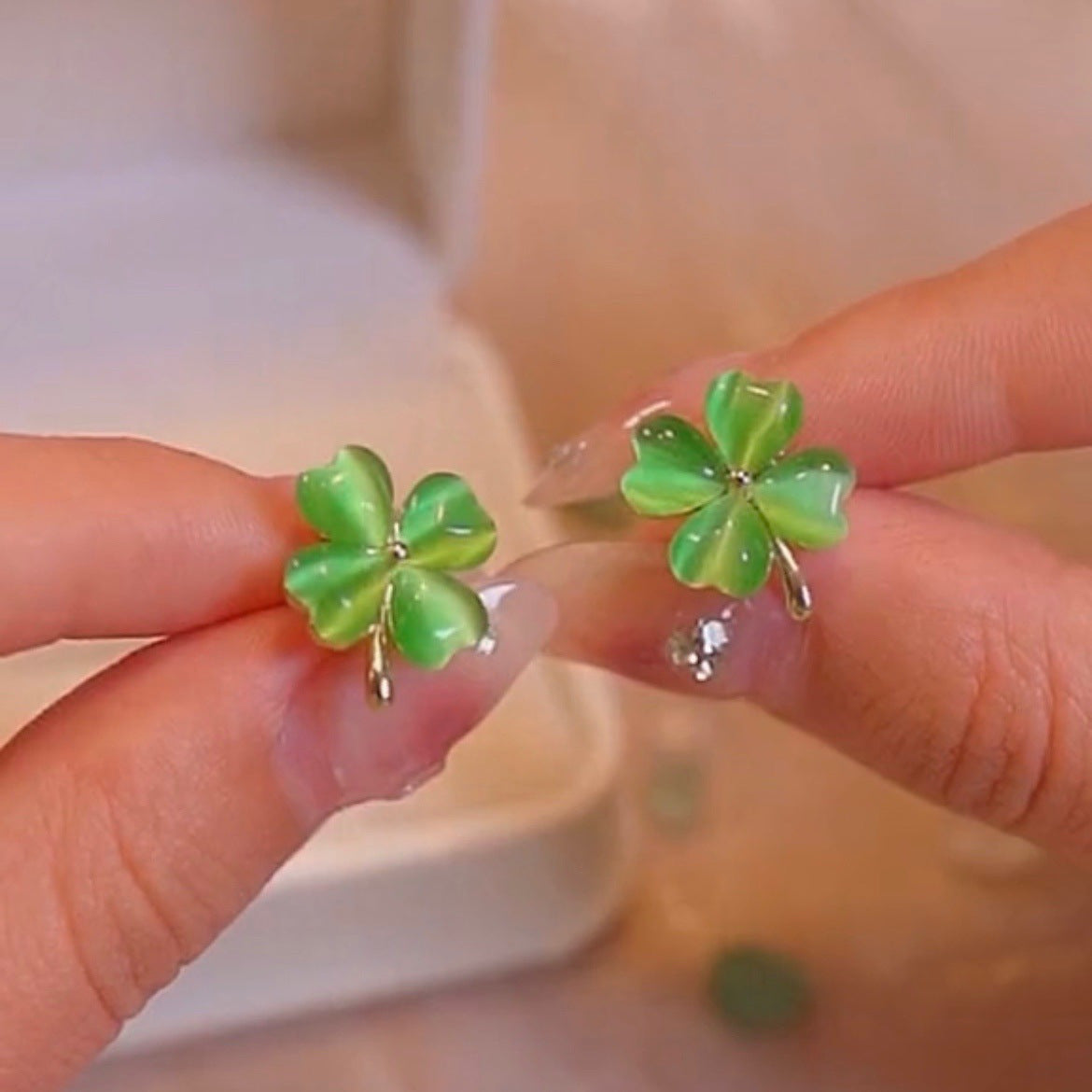 Lucky Clover Opal Earrings