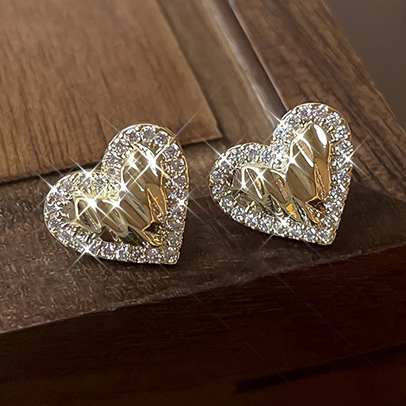 Bling Bling Heart Stud Earrings - Valentine's Day Jewelry