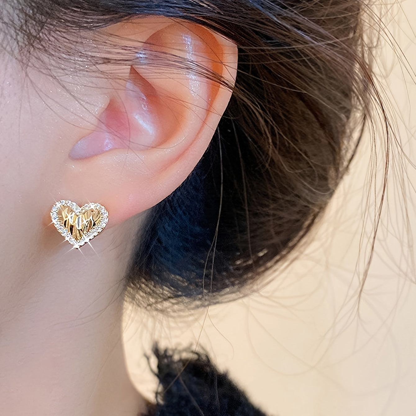 Bling Bling Heart Stud Earrings - Valentine's Day Jewelry