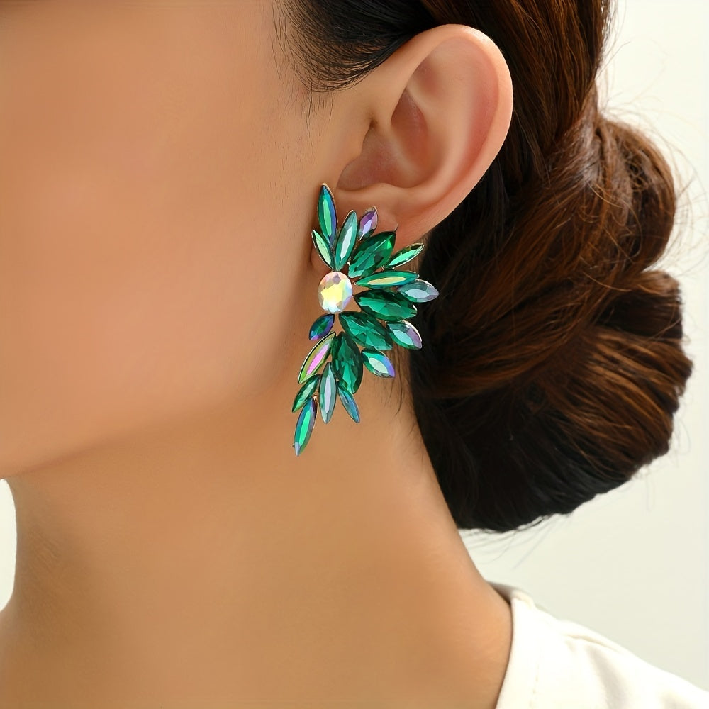 Elegant Glass Stud Earrings - Colorful & Luxurious