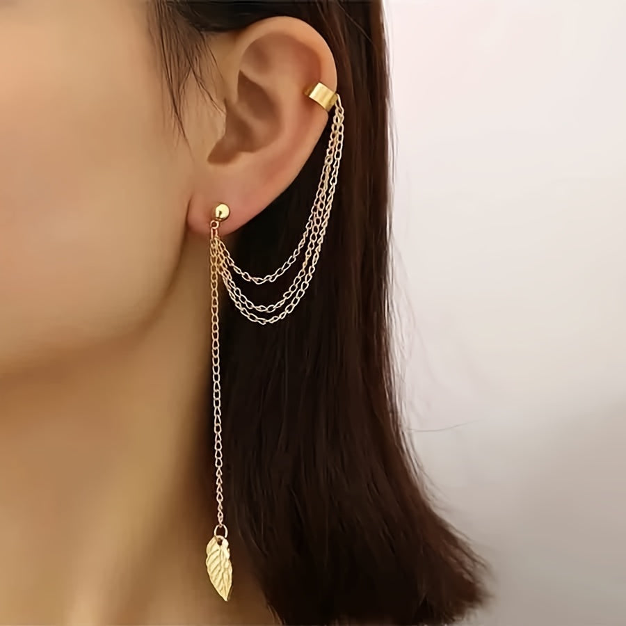 Elegant 18k Gold Leaf Ear Cuff