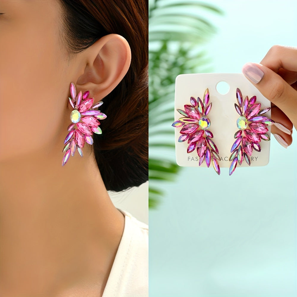 Elegant Glass Stud Earrings - Colorful & Luxurious