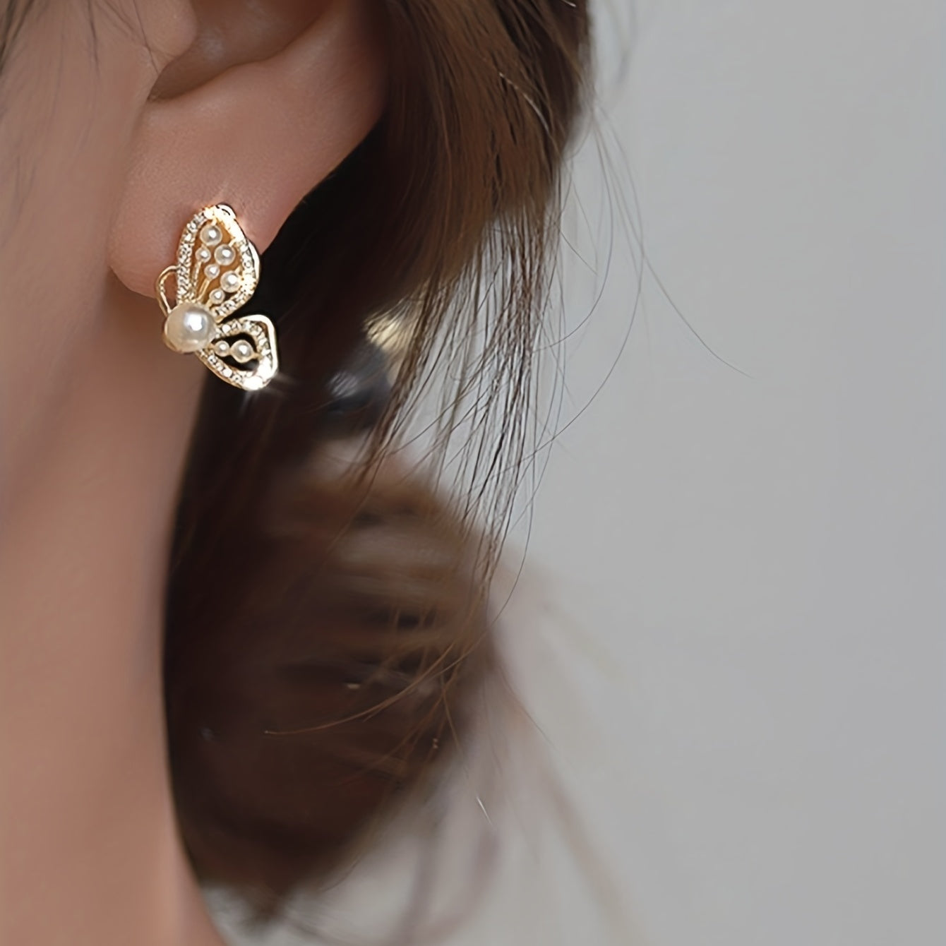 Vintage Golden Butterfly Stud Earrings