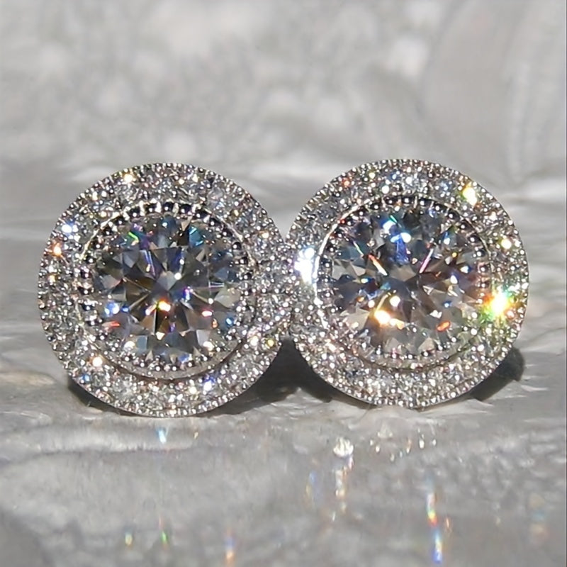 Luxury Zircon Round Stud Earrings