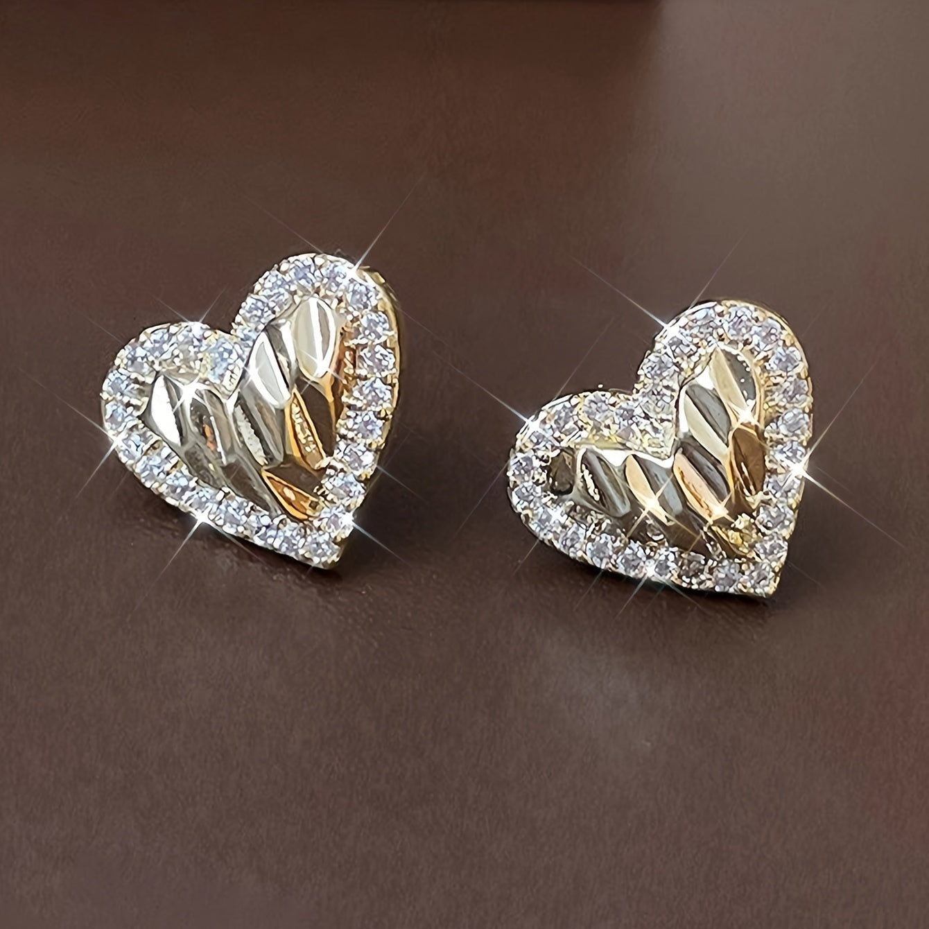 Bling Bling Heart Stud Earrings - Valentine's Day Jewelry