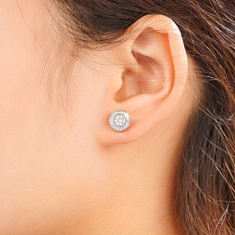 Luxury Zircon Round Stud Earrings