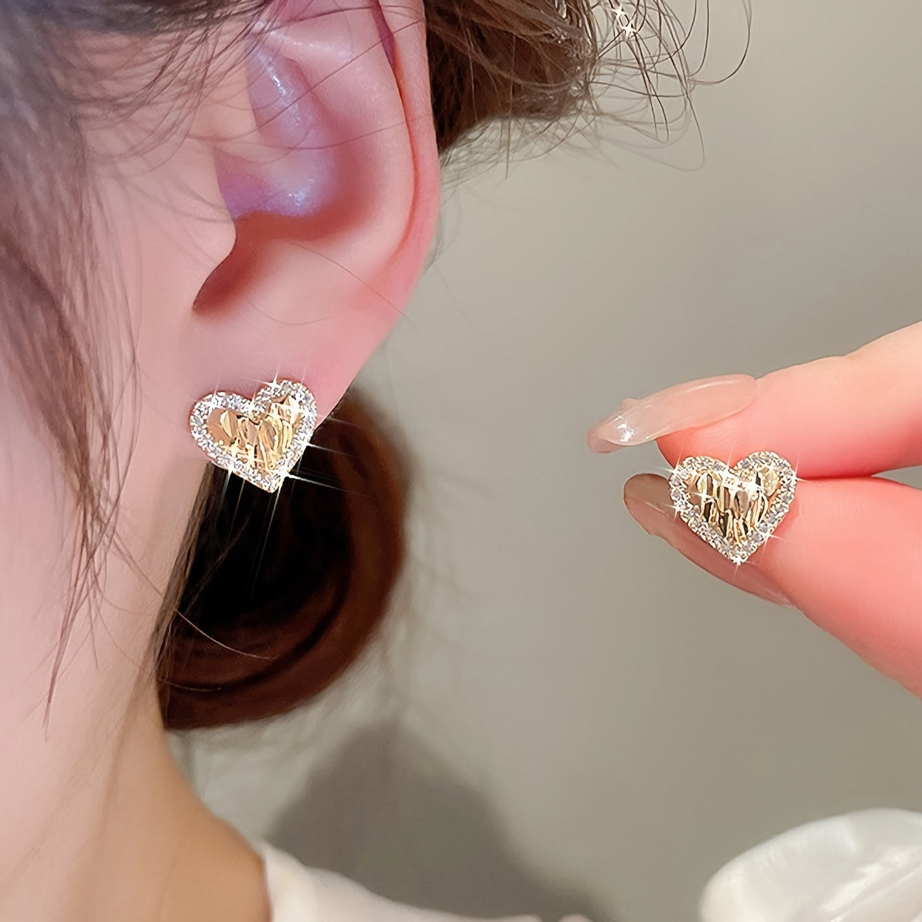 Bling Bling Heart Stud Earrings - Valentine's Day Jewelry