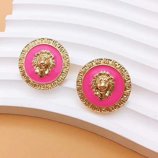 Vintage Lion Head Stud Earrings