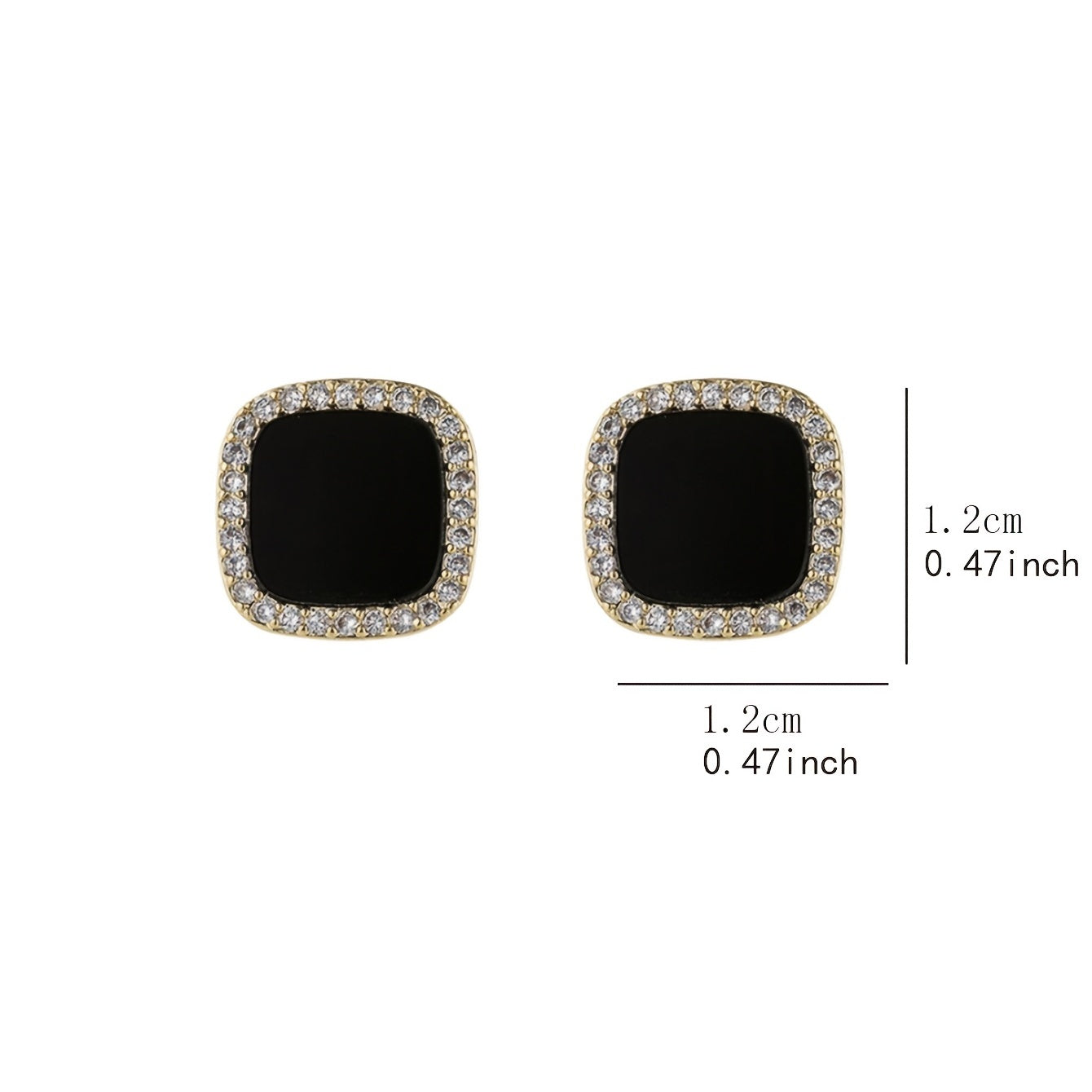 Geometric Black Square Stud Earrings