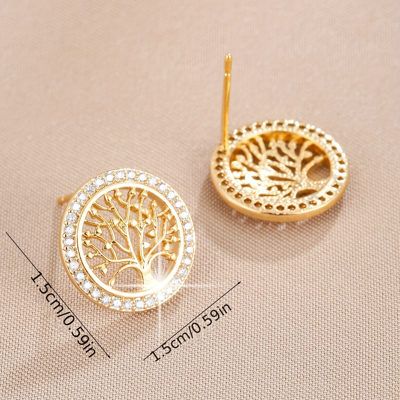 Elegant Life Tree Design Stud Earrings