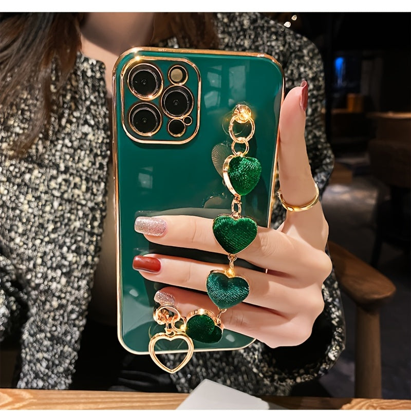 Luxury Heart Metal Bracelet Phone Case