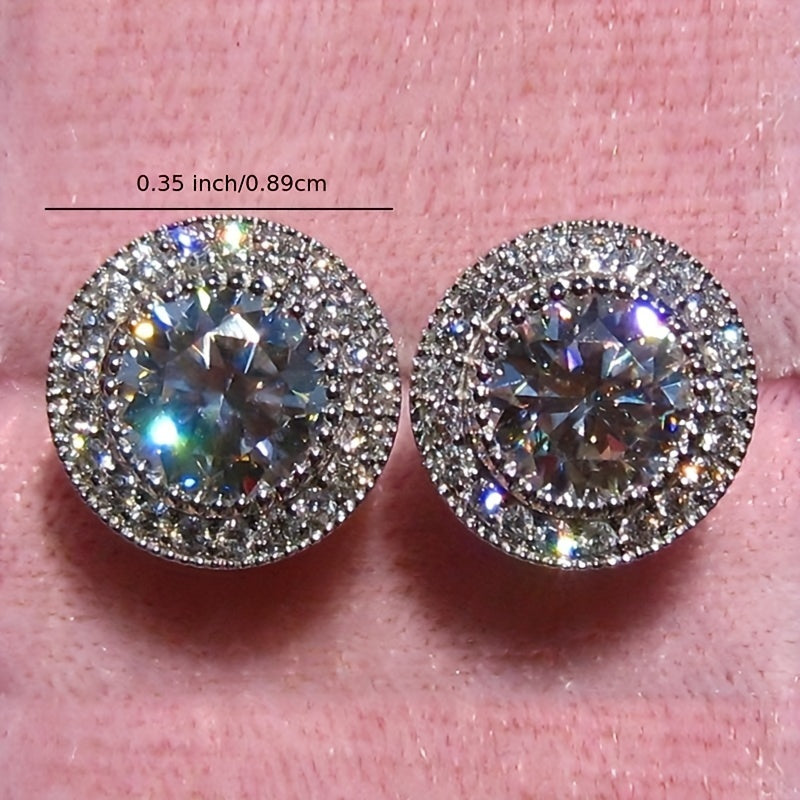 Luxury Zircon Round Stud Earrings