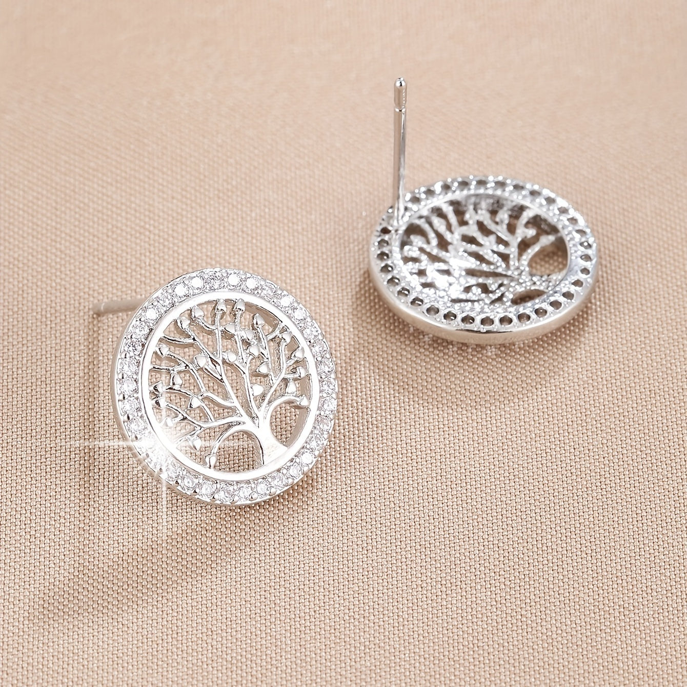 Elegant Life Tree Design Stud Earrings